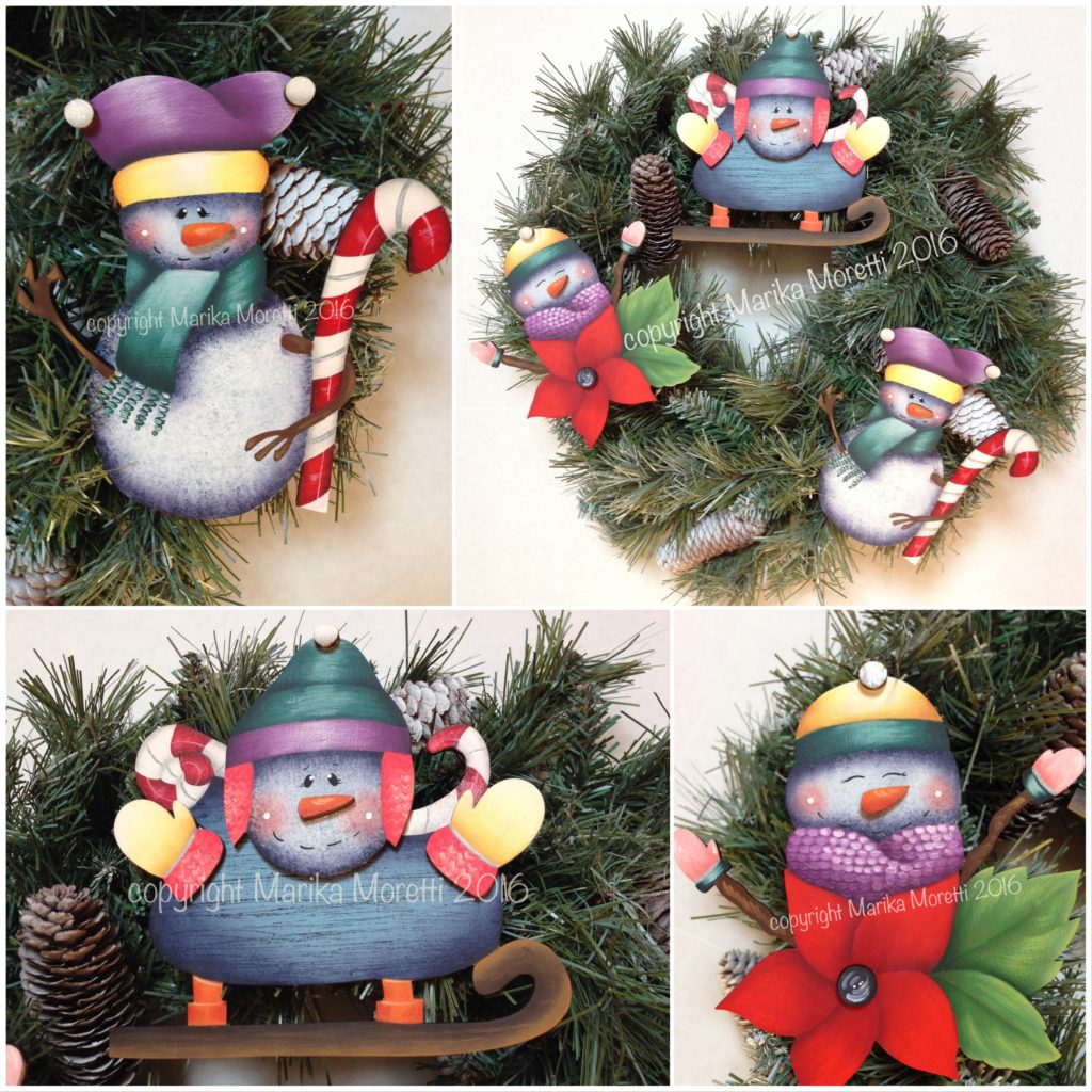 Snowmen friends è un progetto molto semplice per realizzare le tue decorazioni di Natale in stile Country Painting