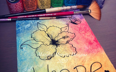 Decorazione semplice su tela con colori acrilici